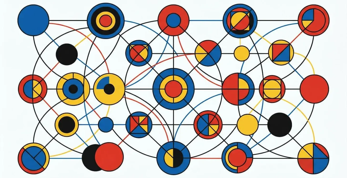 Schéma abstrait de cercles colorés interconnectés représentant les drivers du marché du gaz.